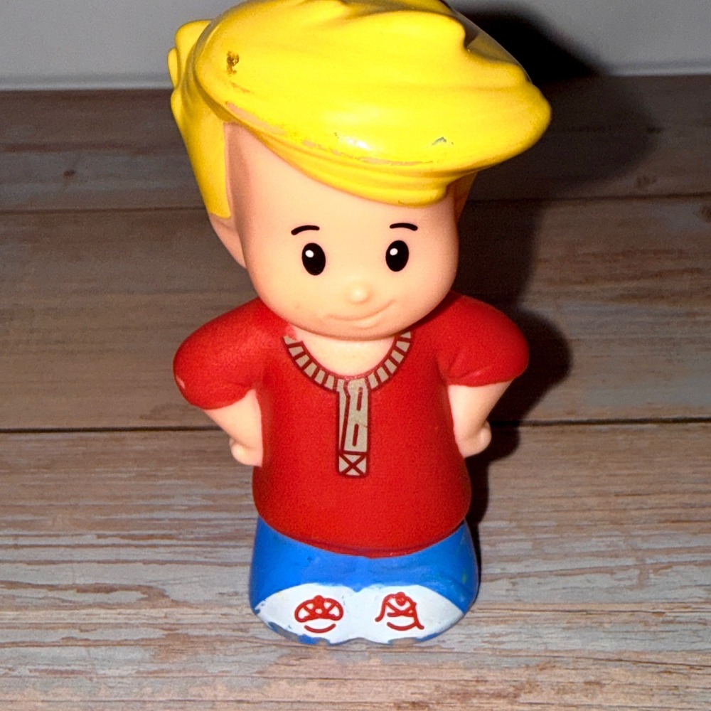 Fisher-Price Little People Boy Eddie Figure Kids OS Red Good Yellow Hair Toy